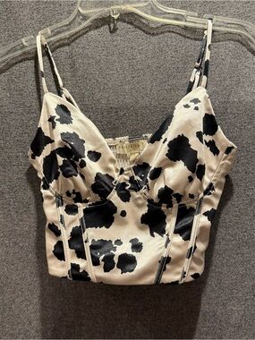 Thirty/Thirty Cow Print Satin Bustier Corset Crop Top Size Small Western Y2K